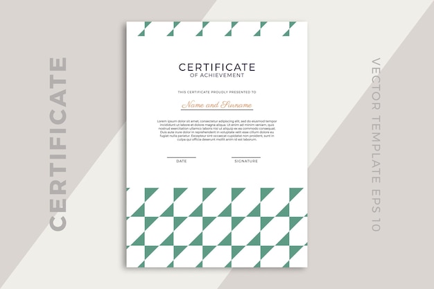 Modern business diploma template for graduation or course completion with creative geometric pattern