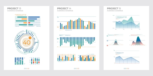 Modern business elements charts in color vector illustration