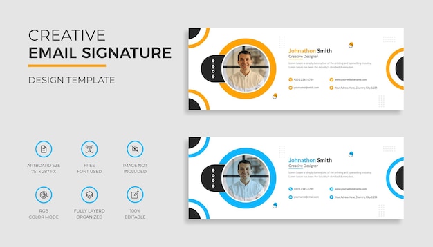 Modern business email signature template design email footer and personal social media cover