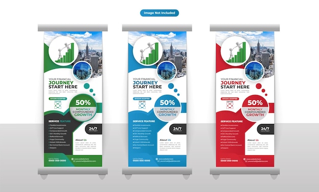 Modern business financial bank rollup banner design template