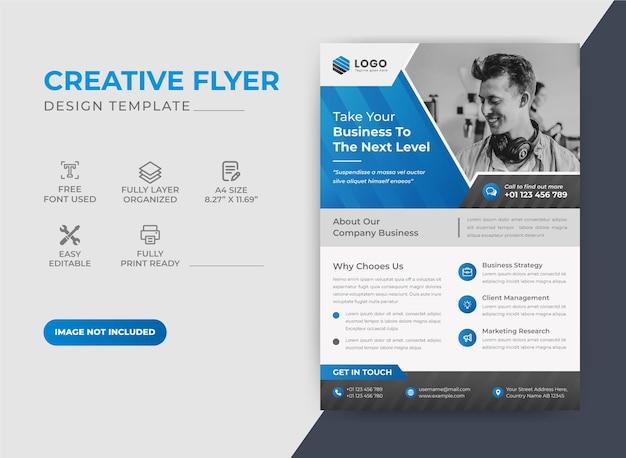 Modern Business Flyer Design Template with Blue Color