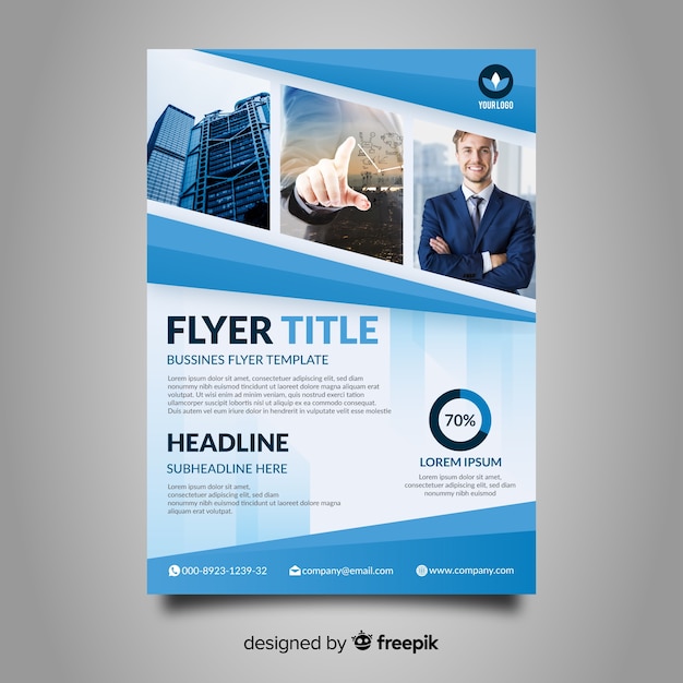 Modern business flyer with photo mosaic