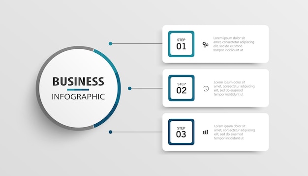 Modern business infographic template with 3 options or steps