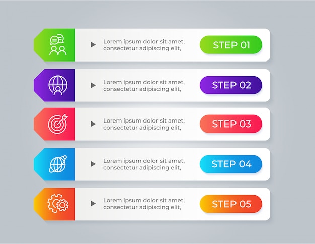 Modern business infographic with 5 options steps