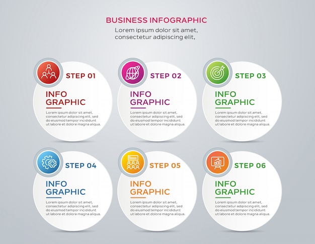 Modern business infographic with 6 steps