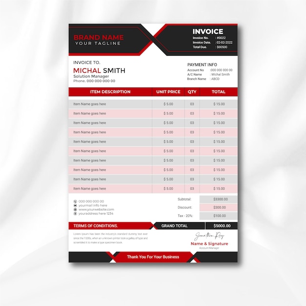 Modern Business Invoice design a4 invoice templates premium vector