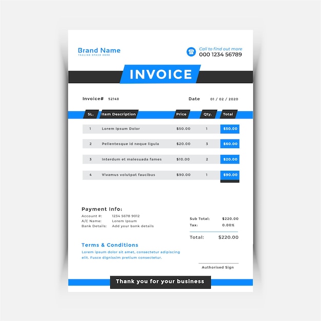 Vector modern business invoice design template