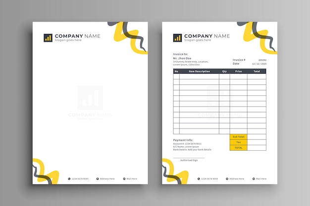 Modern Business Letterhead Invoice Design Template