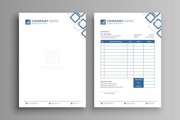 Modern Business Letterhead Invoice Design Template