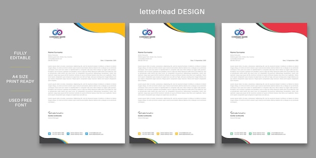 Modern business letterhead template design layout with graphic element background