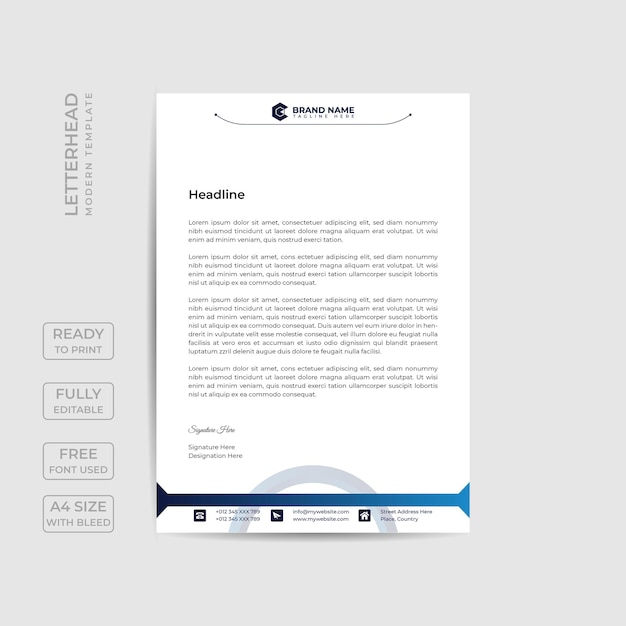 Modern business letterhead template Premium Vector