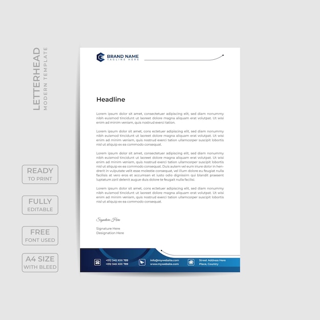 Modern business letterhead template Premium Vector