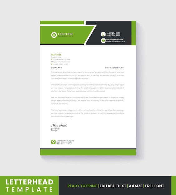 Modern business letterhead template