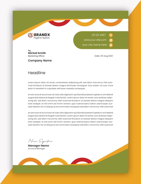 Modern business letterhead template