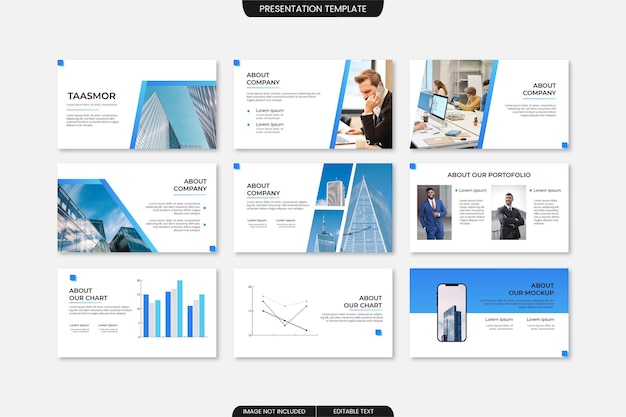 Modern business presentation template with blue color minimalist