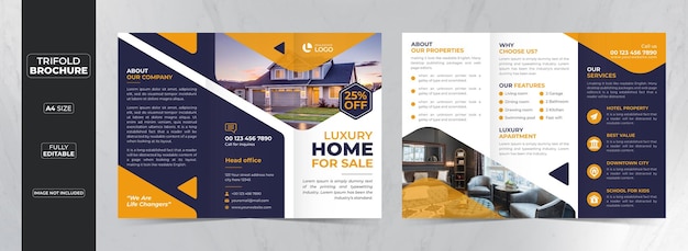 Modern business real estate trifold brochure template