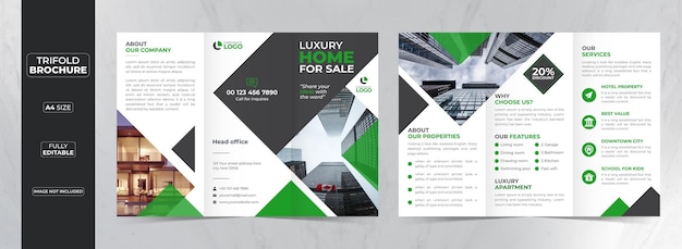 Modern business real estate trifold brochure template