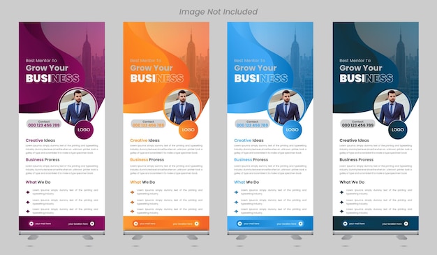 Modern Business Roll Up and Stand Design Banner Template with 4 color Presentation and Brochure