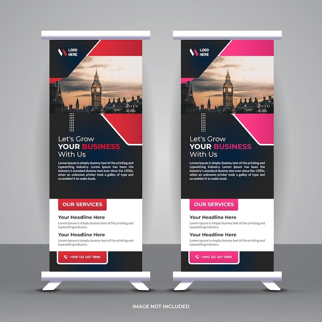 Modern business roll up or standee banner template design