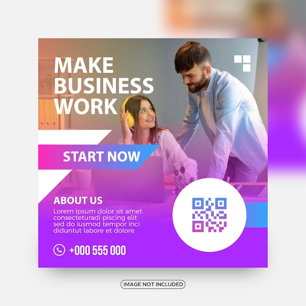 Modern business solutions company social media post template