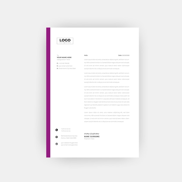 Modern business style letterhead template design