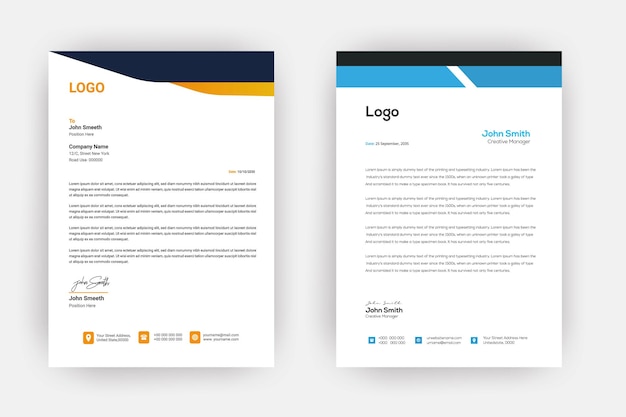 Modern Business Style Letterhead Template Design