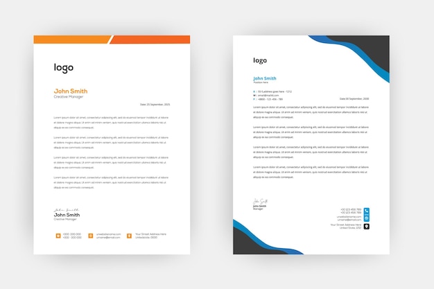 Modern Business Style Letterhead Template Design