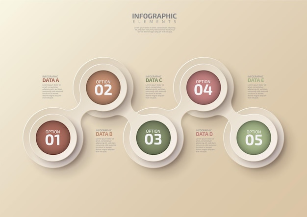 Modern business timeline infographic with 5 steps circle designed for background elements diagram