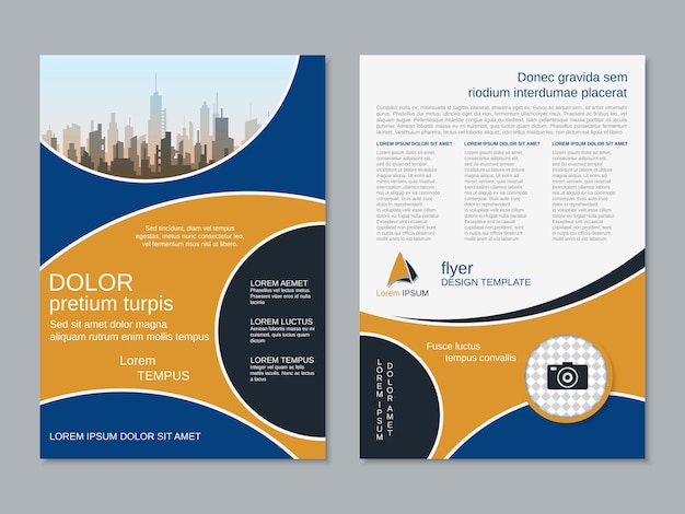 Modern business twosided flyer vector design template