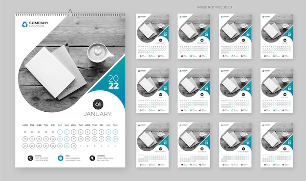 Modern business wall calendar design template