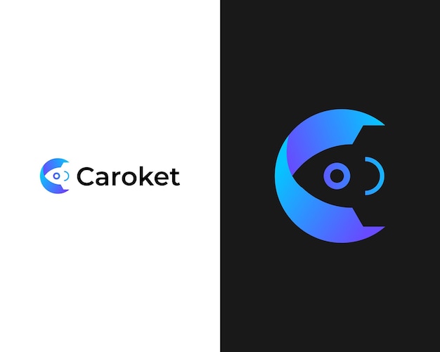 Modern C rocket icon logo design for company app icon template