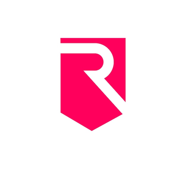 Modern capital letter r logo in security crest. Futuristic corporate identity logo, company graphic