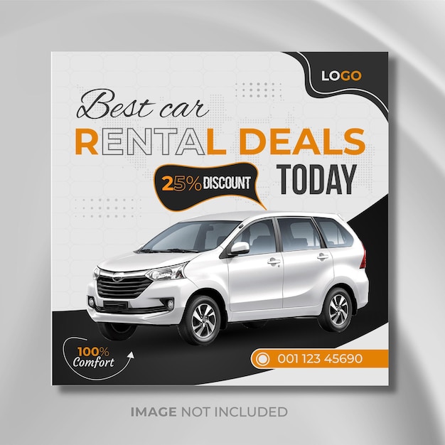 Modern car rental Facebook or Instagram social media post banner template