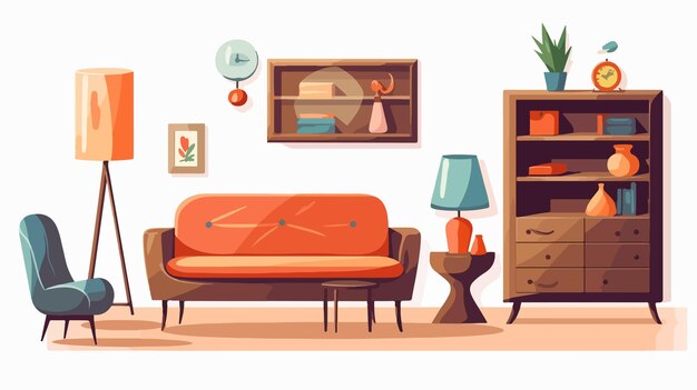 Vector modern cartoon furniture illustration inside house