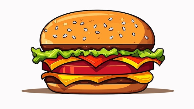 Modern Cartoon Style Hamburger Icon Vector