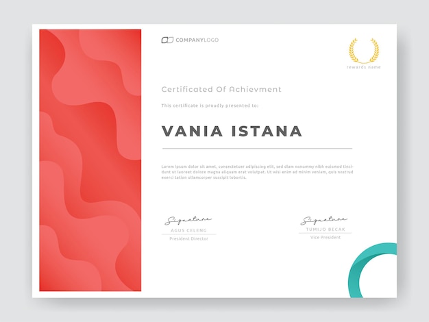 modern certificate of achievement and appreciation template with colorfull Trendy shapes