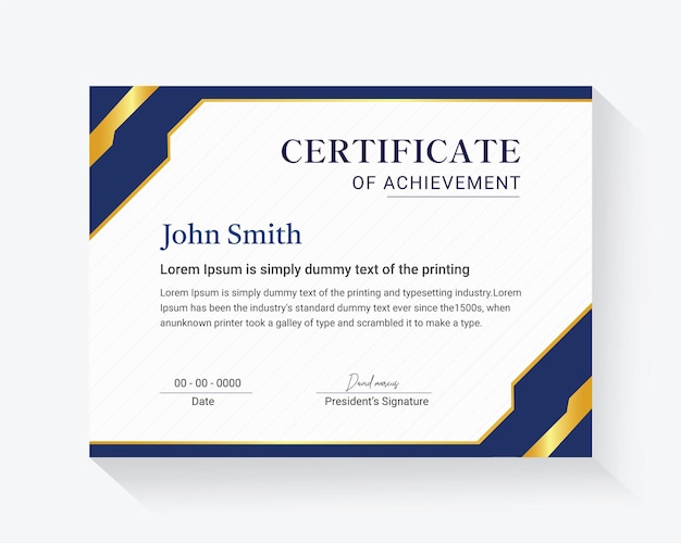 Modern certificate of achievement template design