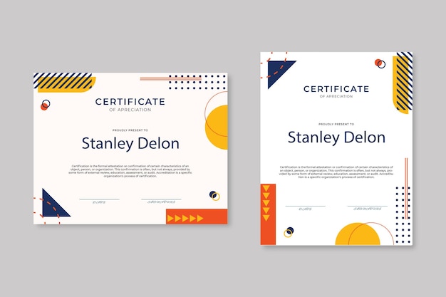 Modern certificate of achievement template with badge Premium Vector