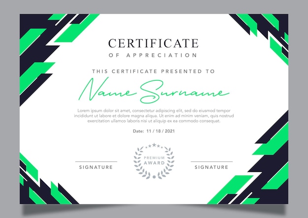 Modern certificate of appreciation template design concept