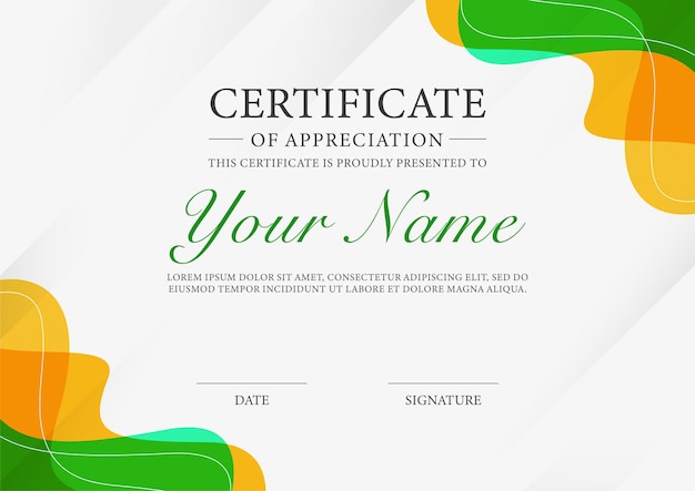 Modern certificate of appreciation template design