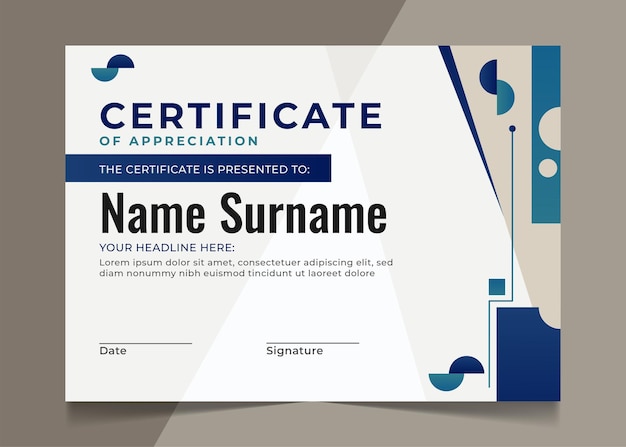 modern certificate template design with geometric style