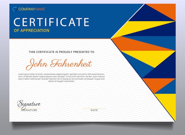 Modern certificate template design