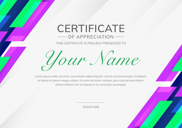 Modern certificate template design