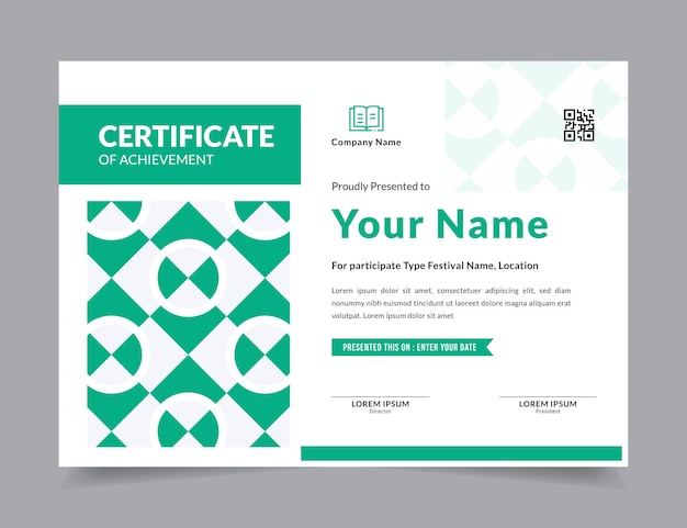 Modern Certificate Template Vector Design Layout for Print, Elegant Blank Certificate for Diploma