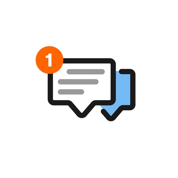 modern chat logo review icon with talk quatation mark vector illustration in trendy line linear