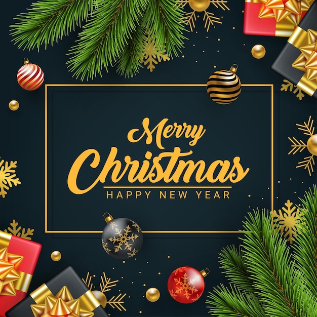 Modern christmas and happy new year banner design