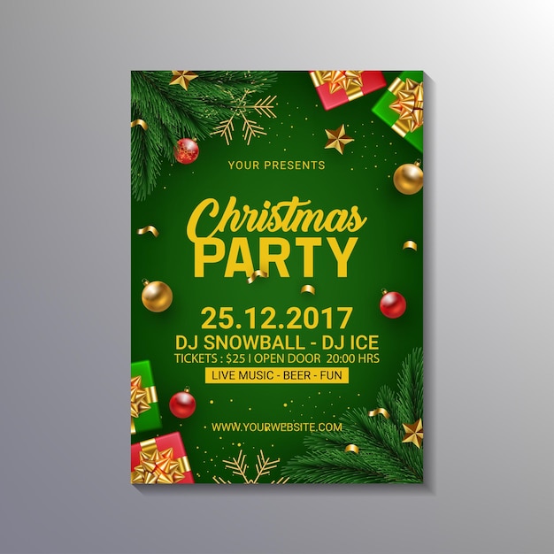 Modern christmas party flyer template