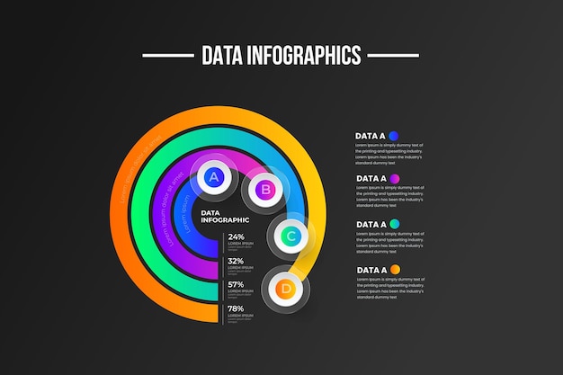 Vector modern circle infographics dark background