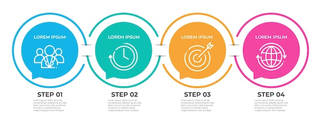 Modern circle timeline infographic template 4 steps