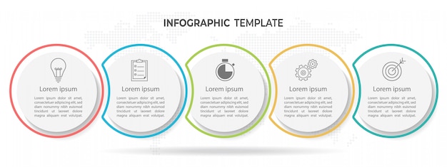 Modern circle timeline infographic template 5 options.